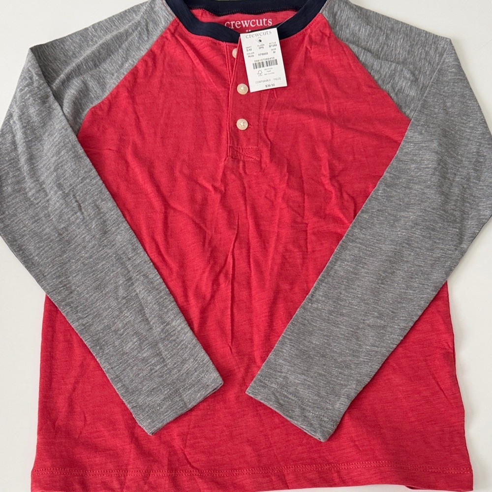 Crewcuts Red and Gray Long Sleeve Tee M (8-9)